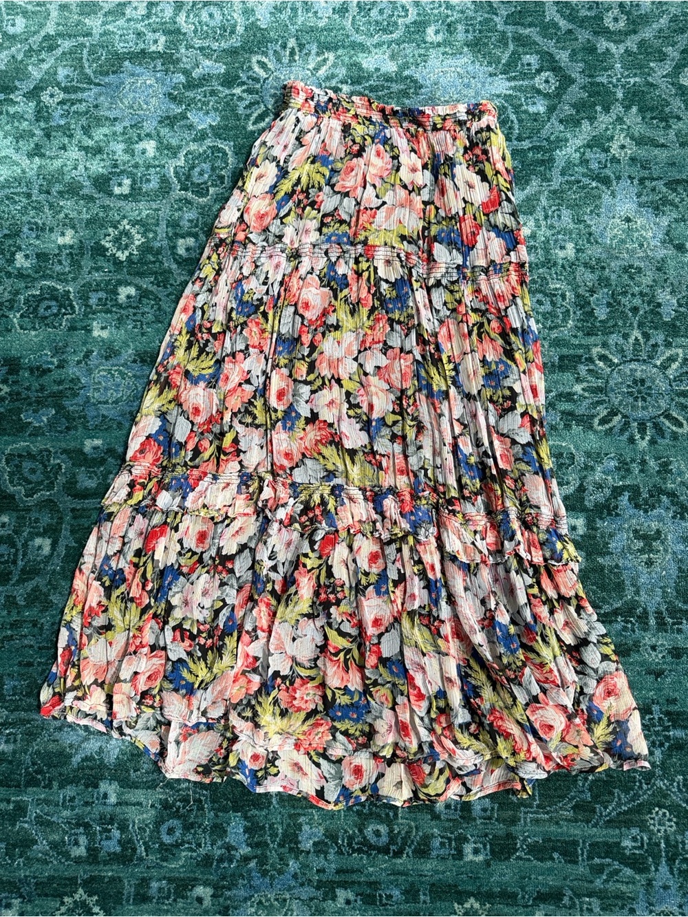Anthropologie The Marais Printed Floral Tiered Maxi Skirt - Multi-Color small